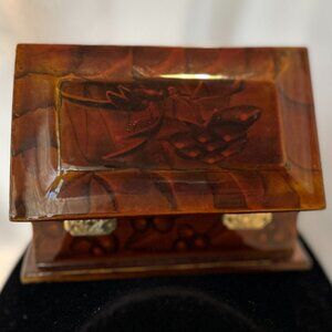 Lacquer Box Lined in Black Floral Satin
